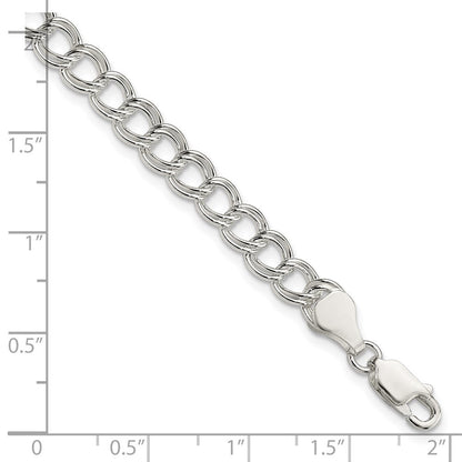 8 Zoll Sterlingsilber 6mm Massiv Doppelt Glieder Charm Armband