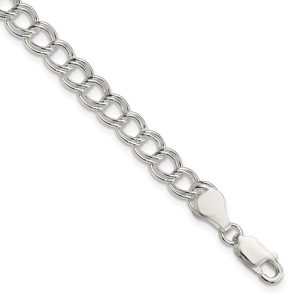 8 Zoll Sterlingsilber 6mm Massiv Doppelt Glieder Charm Armband