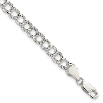 8 Zoll Sterlingsilber 6mm Massiv Doppelt Glieder Charm Armband