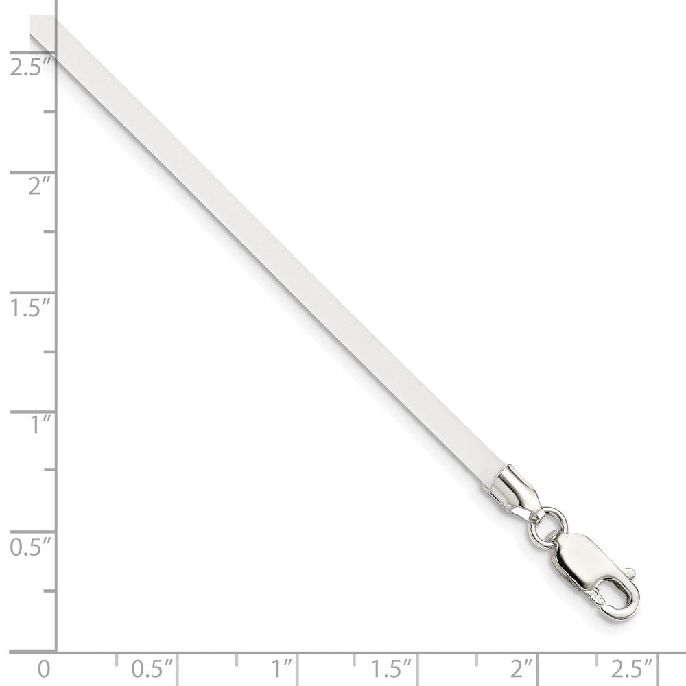 Sterlingsilber 18inch 3mm Mattiert Klar Gummi Kordel Halskette