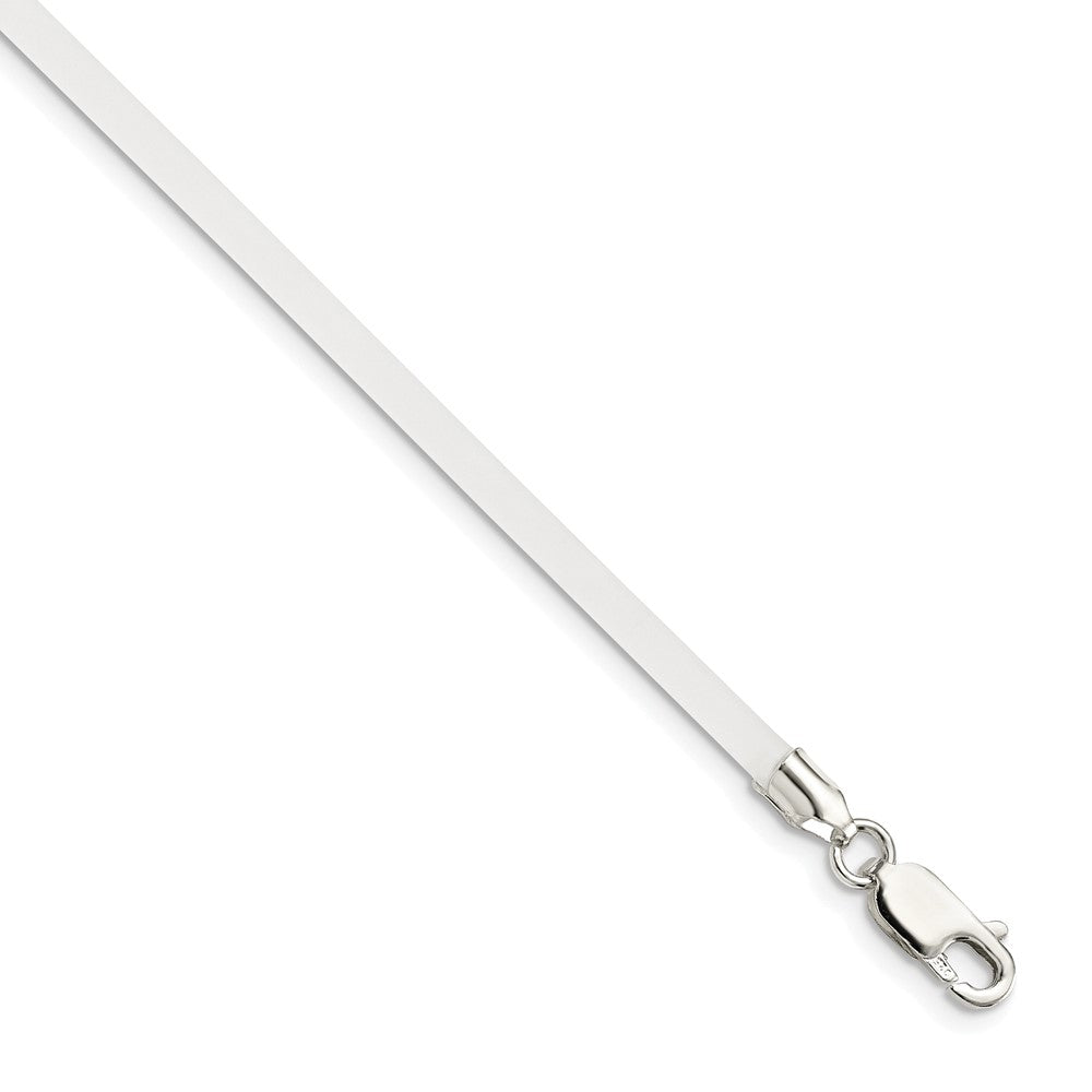 Sterlingsilber 18inch 3mm Mattiert Klar Gummi Kordel Halskette