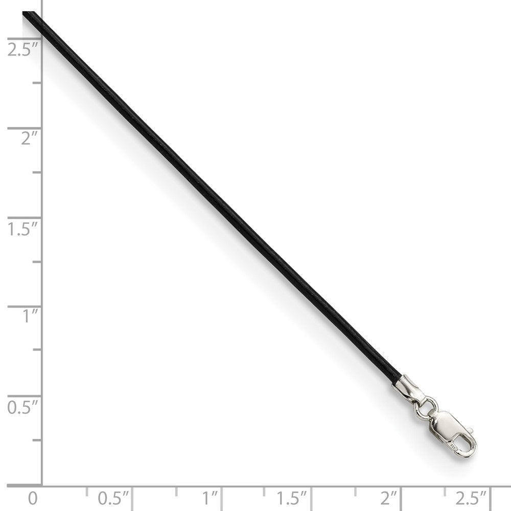 Sterlingsilber 1.5mm Schwarz Leder Kordel Halskette