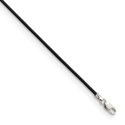 Sterlingsilber 1.5mm Schwarz Leder Kordel Halskette