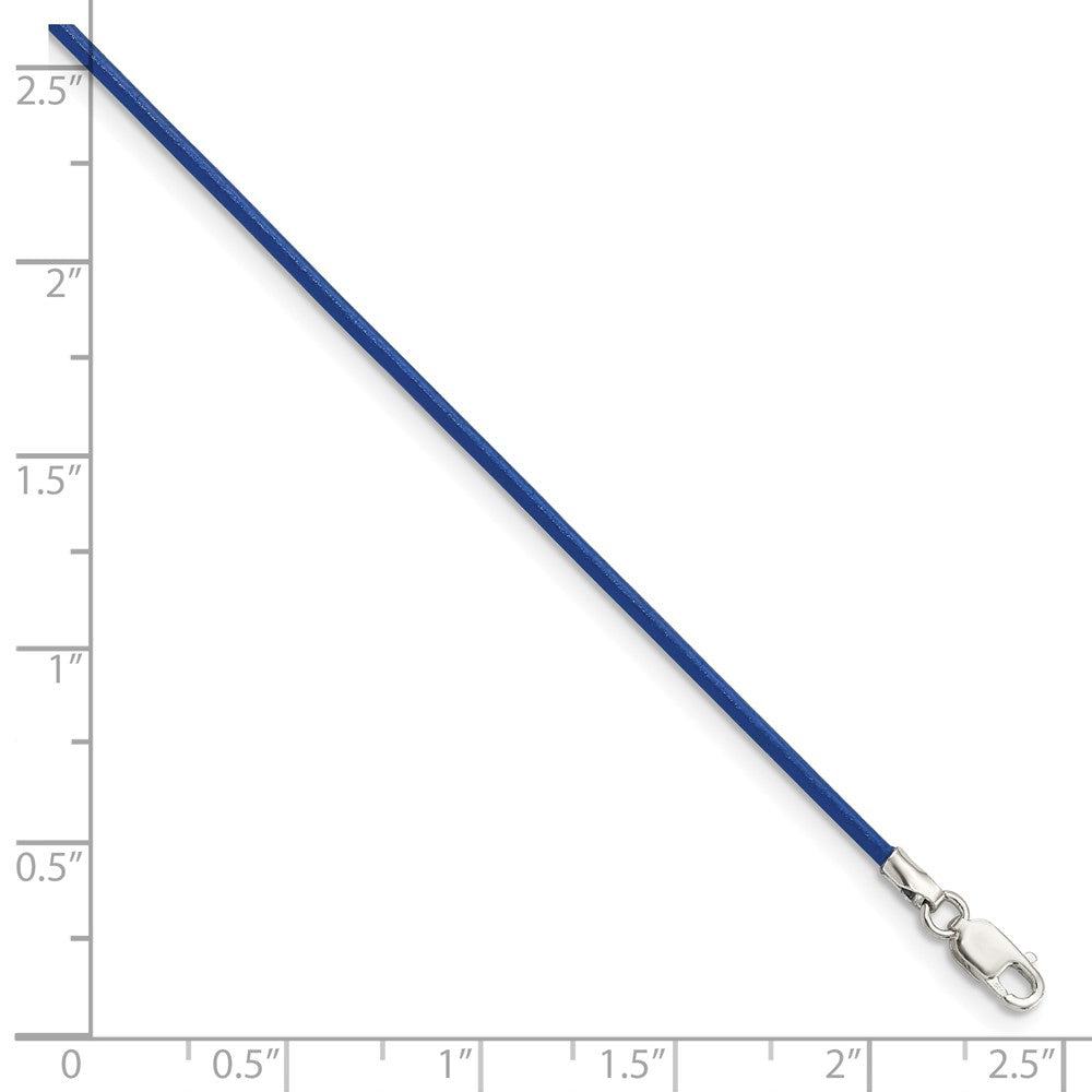 Sterlingsilber 1.5mm Royal Blau Leder Kordel Halskette