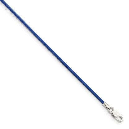 Sterlingsilber 1.5mm Royal Blau Leder Kordel Halskette