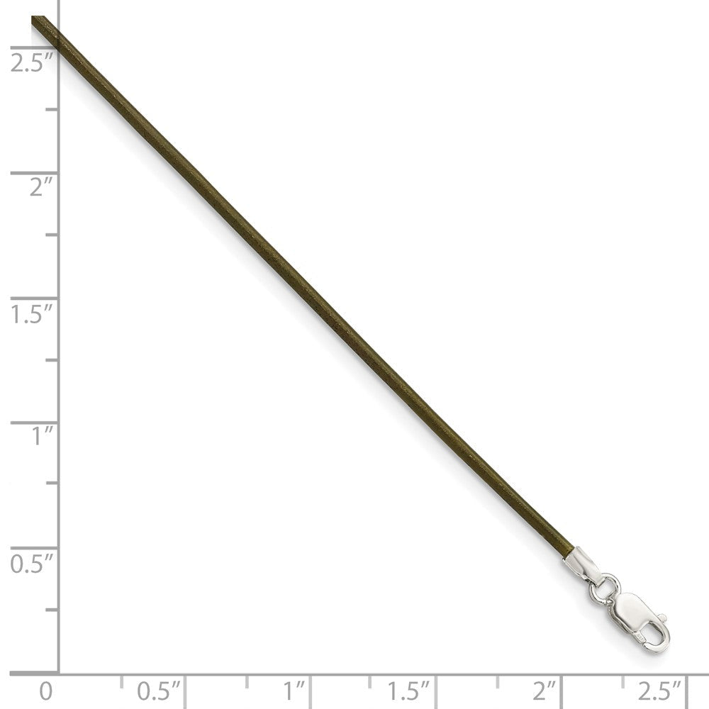 Sterlingsilber 1.5mm Olive Leder Kordel Halskette
