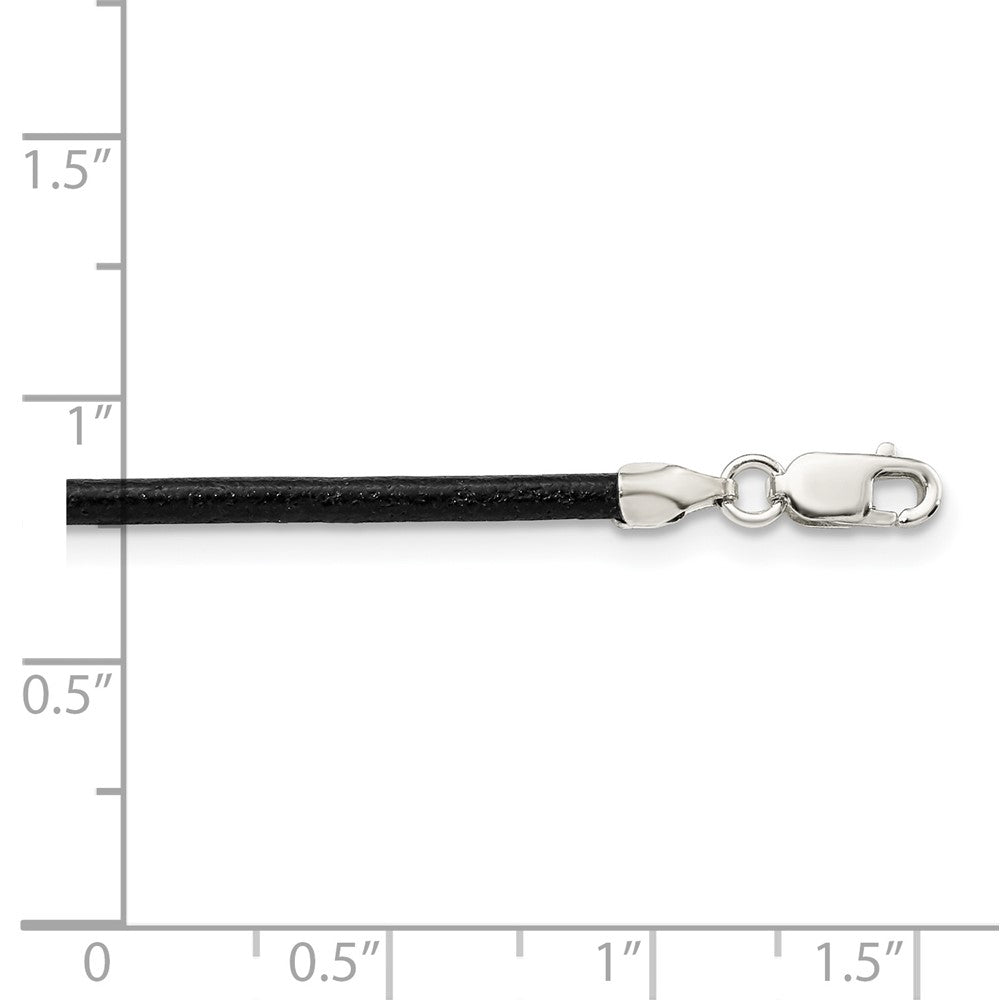 Sterlingsilber 2mm Schwarz Leder Kordel Halskette