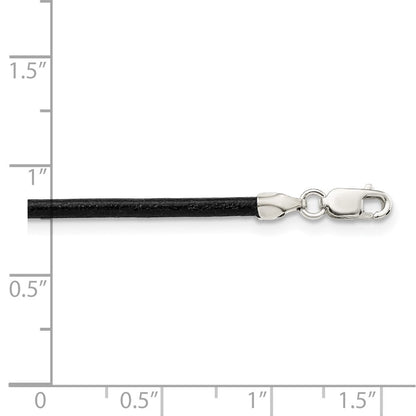 Sterlingsilber 2mm Schwarz Leder Kordel Halskette