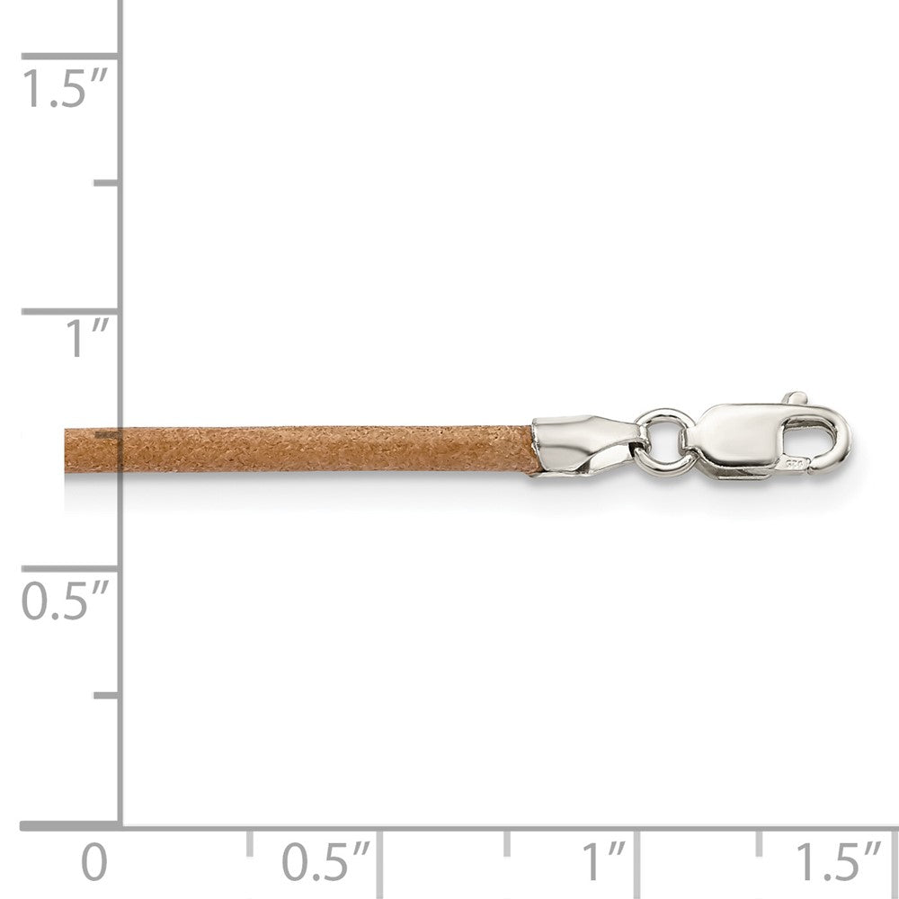 Sterlingsilber 2mm Natürlich Leder Kordel Halskette