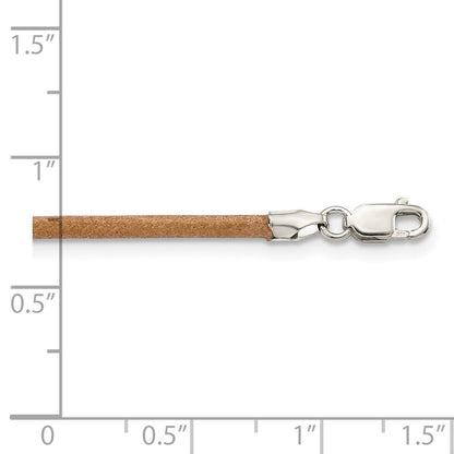 Sterlingsilber 2mm Natürlich Leder Kordel Halskette