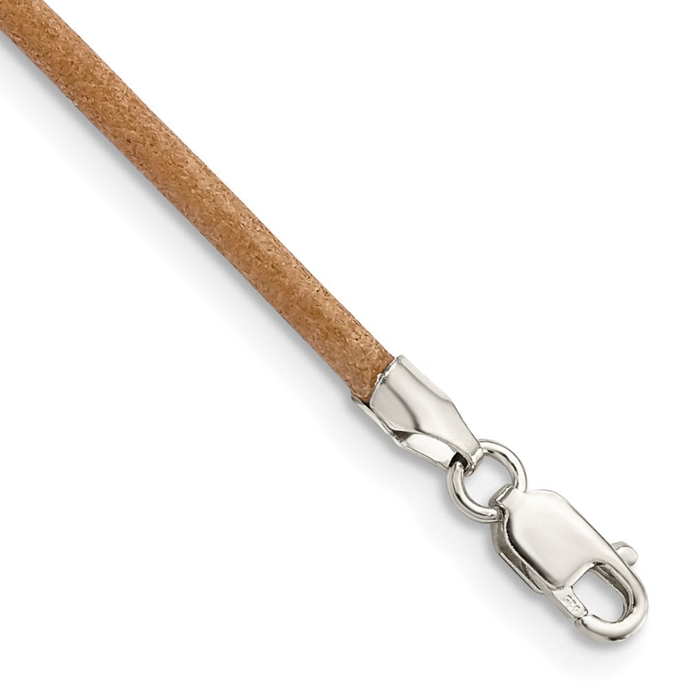 Sterlingsilber 2mm Natürlich Leder Kordel Halskette