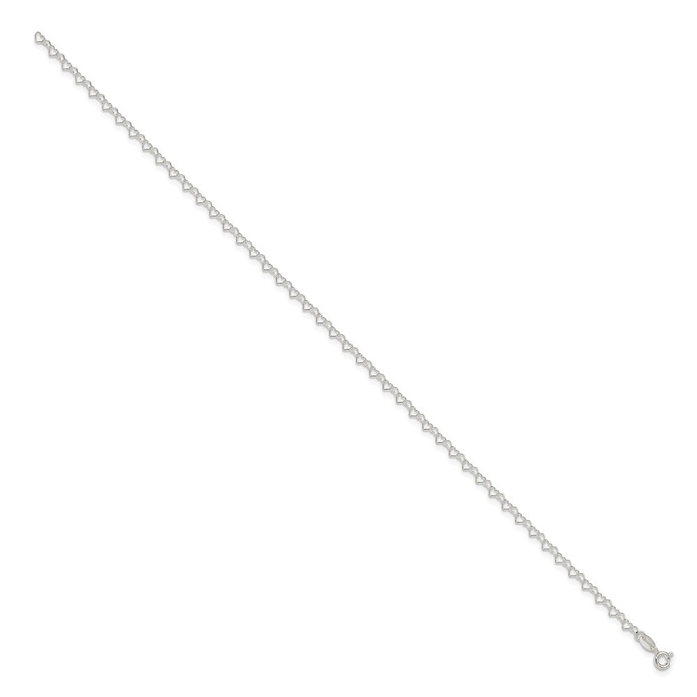 Sterlingsilber 0.5mm Fantasie Herz Glieder Fußkettchen