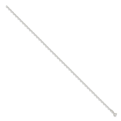 Sterlingsilber 0.5mm Fantasie Herz Glieder Fußkettchen