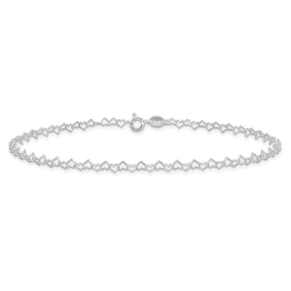 Sterlingsilber 0.5mm Fantasie Herz Glieder Fußkettchen
