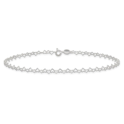 Sterlingsilber 0.5mm Fantasie Herz Glieder Fußkettchen
