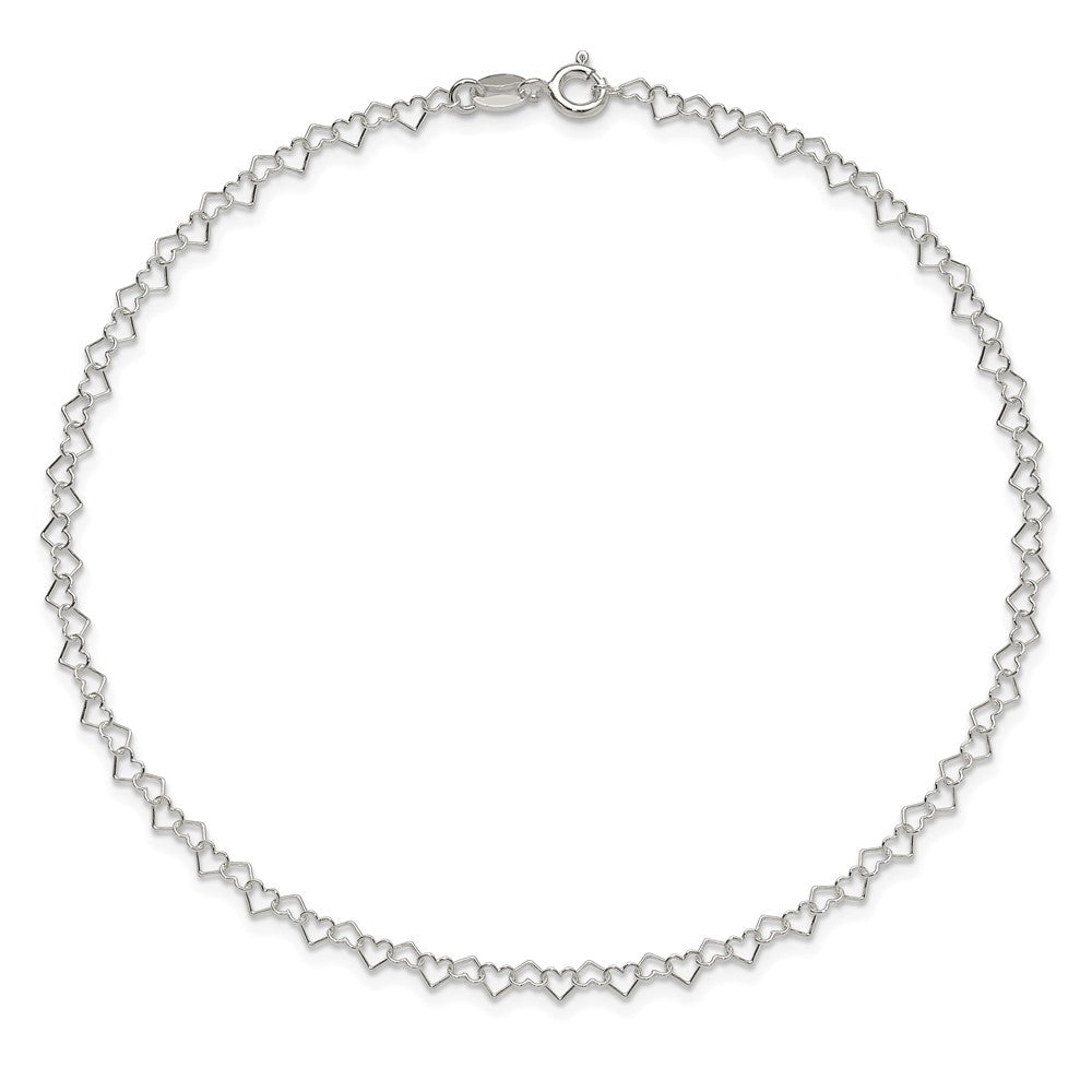 Sterlingsilber 0.5mm Fantasie Herz Glieder Fußkettchen