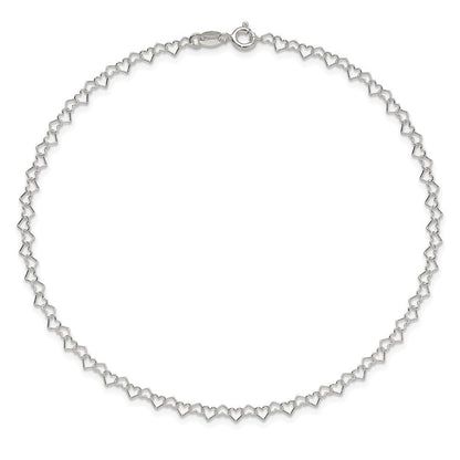 Sterlingsilber 0.5mm Fantasie Herz Glieder Fußkettchen