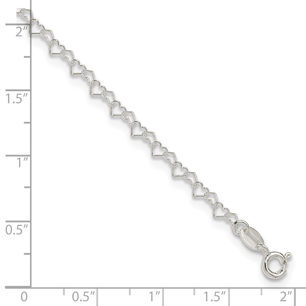 Sterlingsilber 0.5mm Fantasie Herz Glieder Fußkettchen