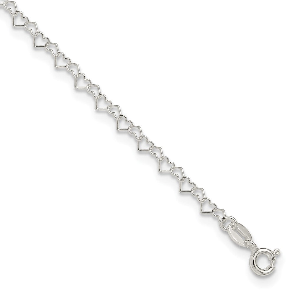 Sterlingsilber 0.5mm Fantasie Herz Glieder Fußkettchen