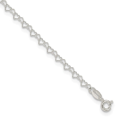 Sterlingsilber 0.5mm Fantasie Herz Glieder Fußkettchen