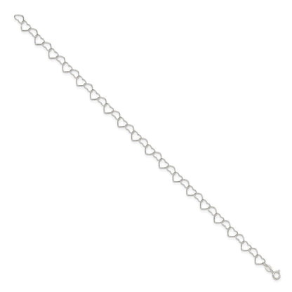 Sterlingsilber 0.6mm Fantasie Herz Glieder Fußkettchen