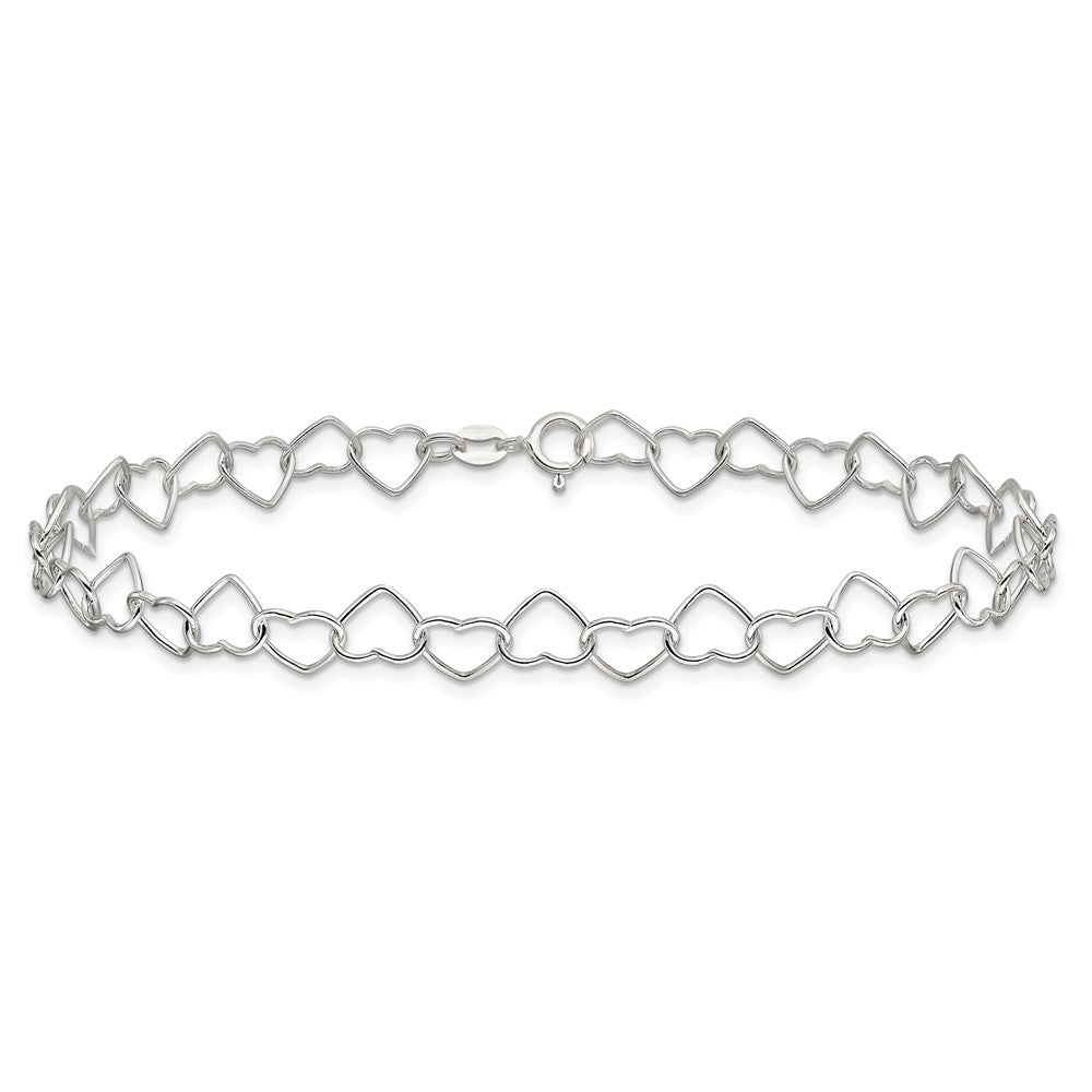 Sterlingsilber 0.6mm Fantasie Herz Glieder Fußkettchen