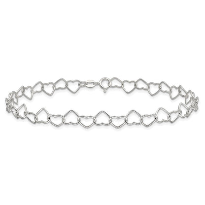 Sterlingsilber 0.6mm Fantasie Herz Glieder Fußkettchen