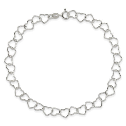 Sterlingsilber 0.6mm Fantasie Herz Glieder Fußkettchen