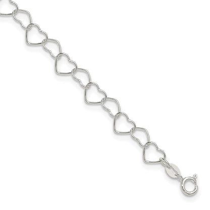 Sterlingsilber 0.6mm Fantasie Herz Glieder Fußkettchen