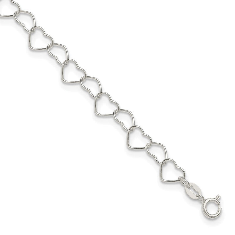 Sterlingsilber 0.6mm Fantasie Herz Glieder Fußkettchen