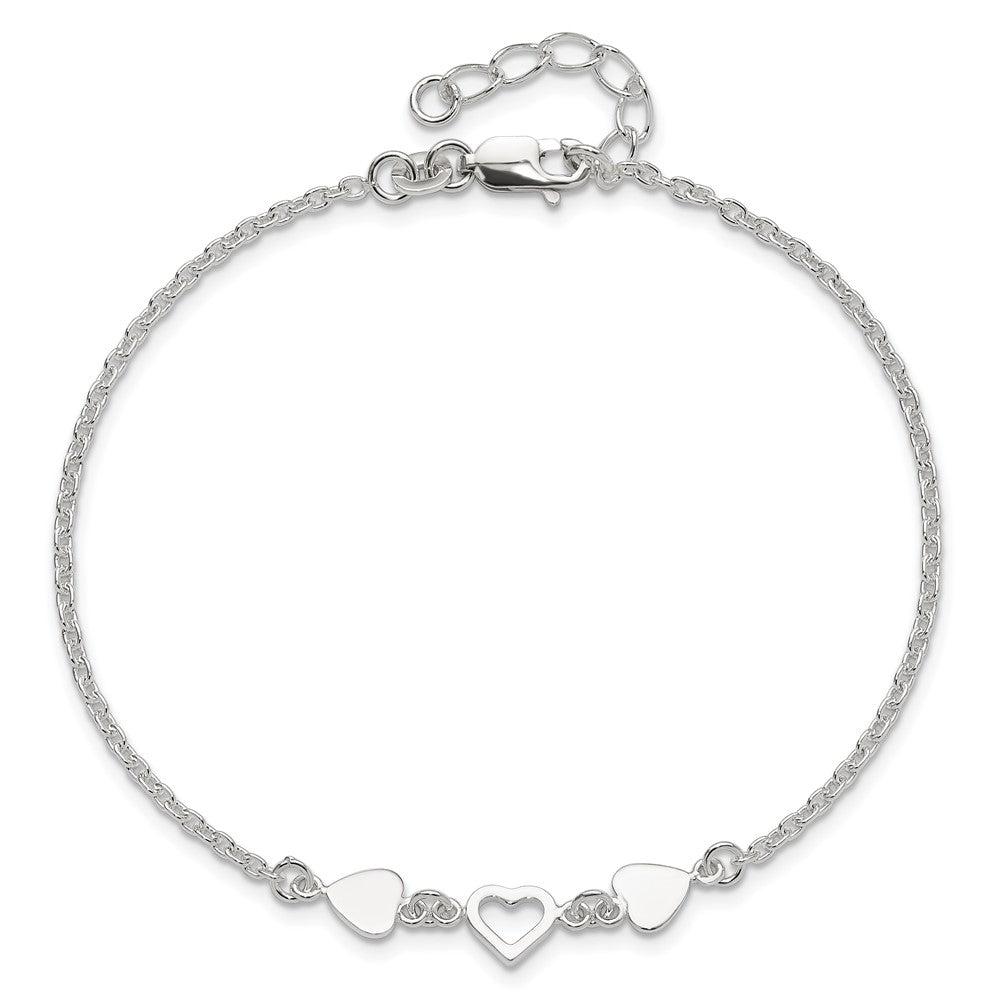 Sterlingsilber 8 Zoll Plus 1 Zoll Verlängerungheart Glieder Fußkettchen