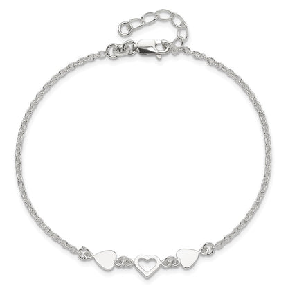 Sterlingsilber 8 Zoll Plus 1 Zoll Verlängerungheart Glieder Fußkettchen