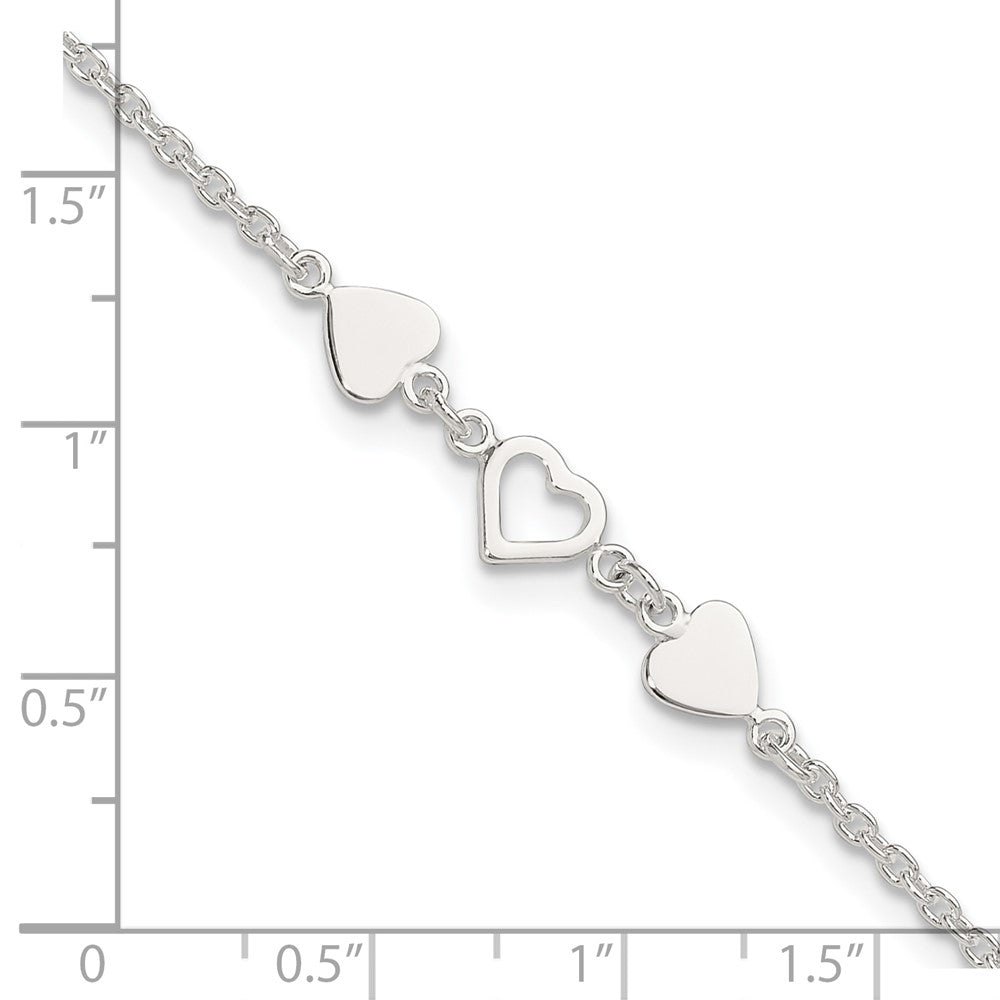 Sterlingsilber 8 Zoll Plus 1 Zoll Verlängerungheart Glieder Fußkettchen
