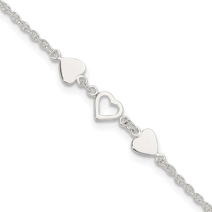 Sterlingsilber 8 Zoll Plus 1 Zoll Verlängerungheart Glieder Fußkettchen
