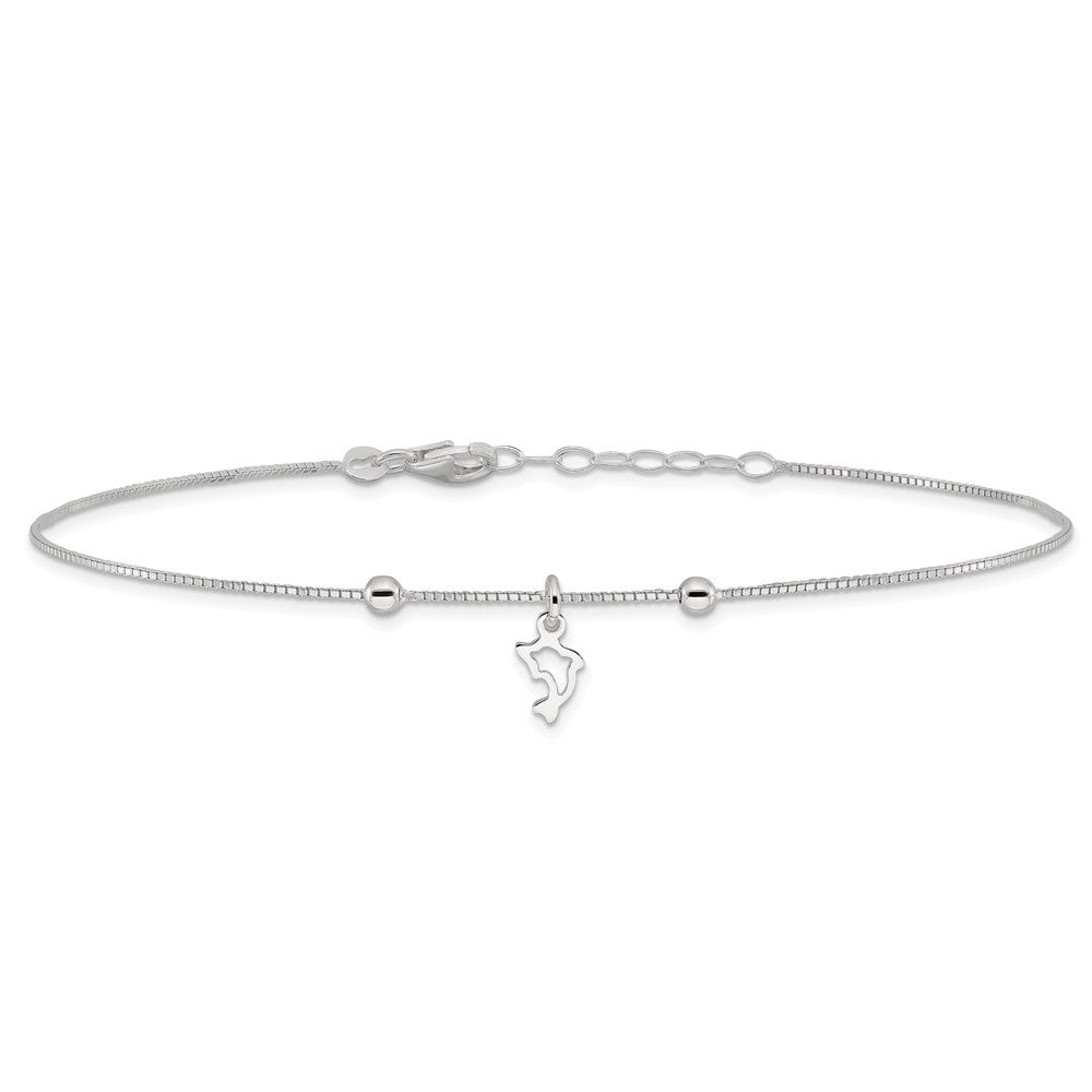 9 Zoll Sterlingsilber Venezianer Kette 9 Zoll Plus 1 Zoll Delfin Fußkettchen