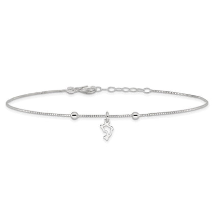 9 Zoll Sterlingsilber Venezianer Kette 9 Zoll Plus 1 Zoll Delfin Fußkettchen