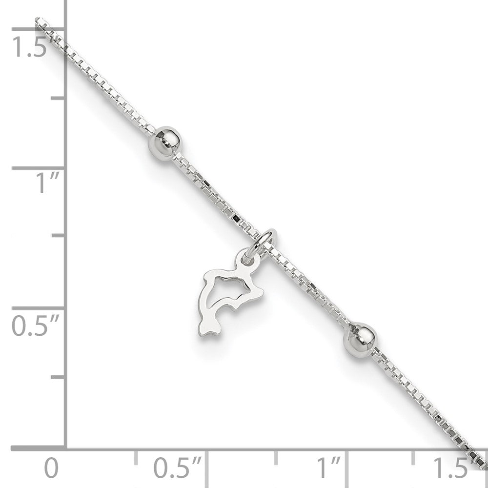9 Zoll Sterlingsilber Venezianer Kette 9 Zoll Plus 1 Zoll Delfin Fußkettchen