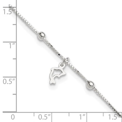 9 Zoll Sterlingsilber Venezianer Kette 9 Zoll Plus 1 Zoll Delfin Fußkettchen