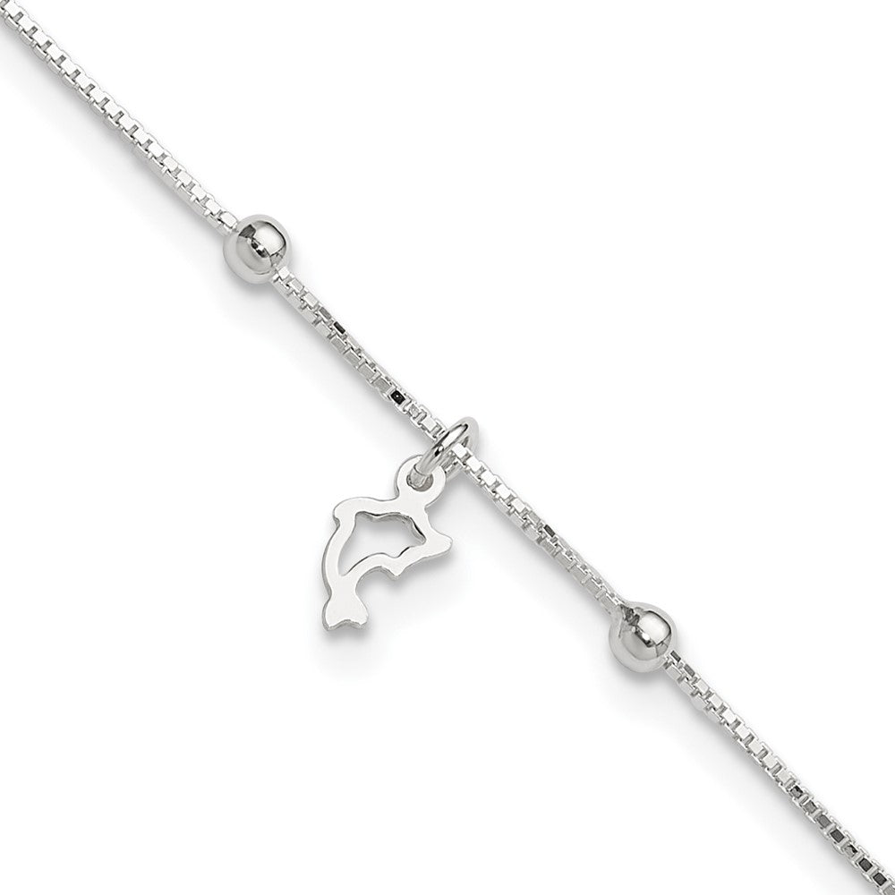 9 Zoll Sterlingsilber Venezianer Kette 9 Zoll Plus 1 Zoll Delfin Fußkettchen