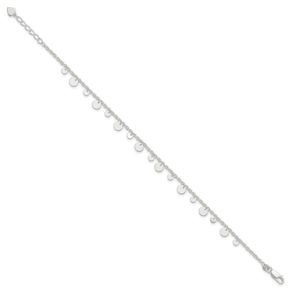 Sterlingsilber Dangling Kreis 9 Zoll Plus 1 in Verlängerung Fußkettchen