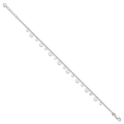 Sterlingsilber Dangling Kreis 9 Zoll Plus 1 in Verlängerung Fußkettchen
