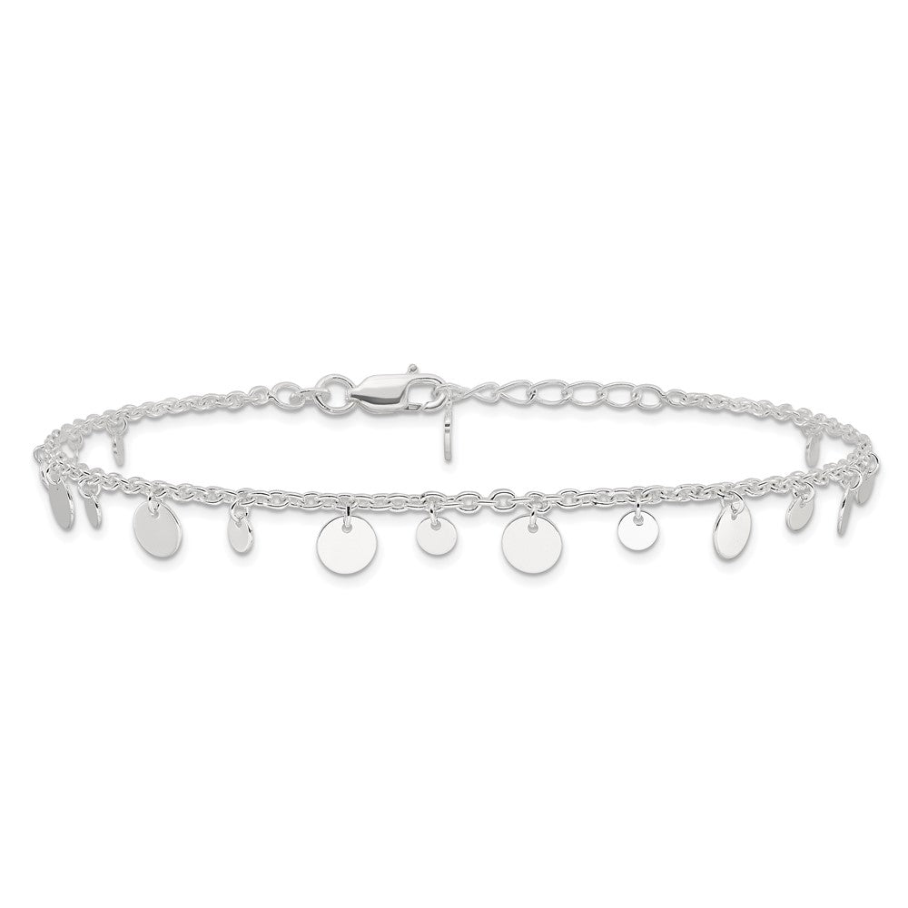 Sterlingsilber Dangling Kreis 9 Zoll Plus 1 in Verlängerung Fußkettchen