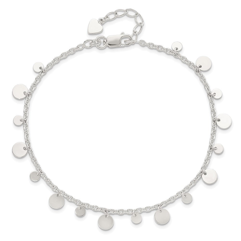 Sterlingsilber Dangling Kreis 9 Zoll Plus 1 in Verlängerung Fußkettchen