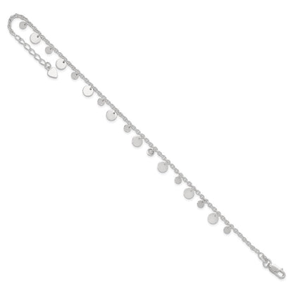 Sterlingsilber Dangling Kreis 9 Zoll Plus 1 in Verlängerung Fußkettchen