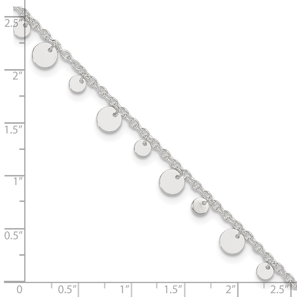 Sterlingsilber Dangling Kreis 9 Zoll Plus 1 in Verlängerung Fußkettchen