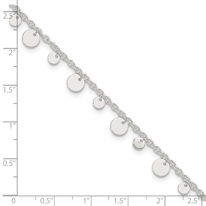 Sterlingsilber Dangling Kreis 9 Zoll Plus 1 in Verlängerung Fußkettchen