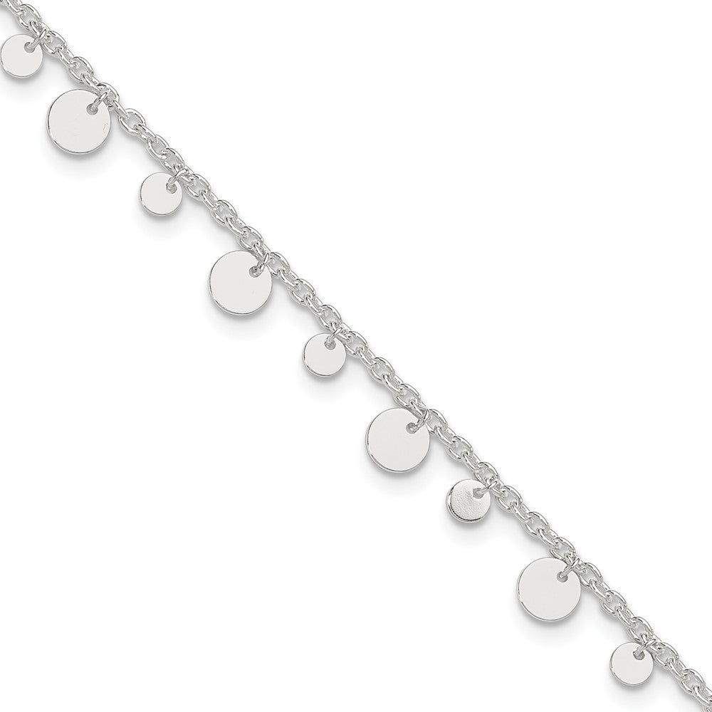 Sterlingsilber Dangling Kreis 9 Zoll Plus 1 in Verlängerung Fußkettchen