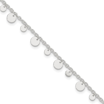 Sterlingsilber Dangling Kreis 9 Zoll Plus 1 in Verlängerung Fußkettchen