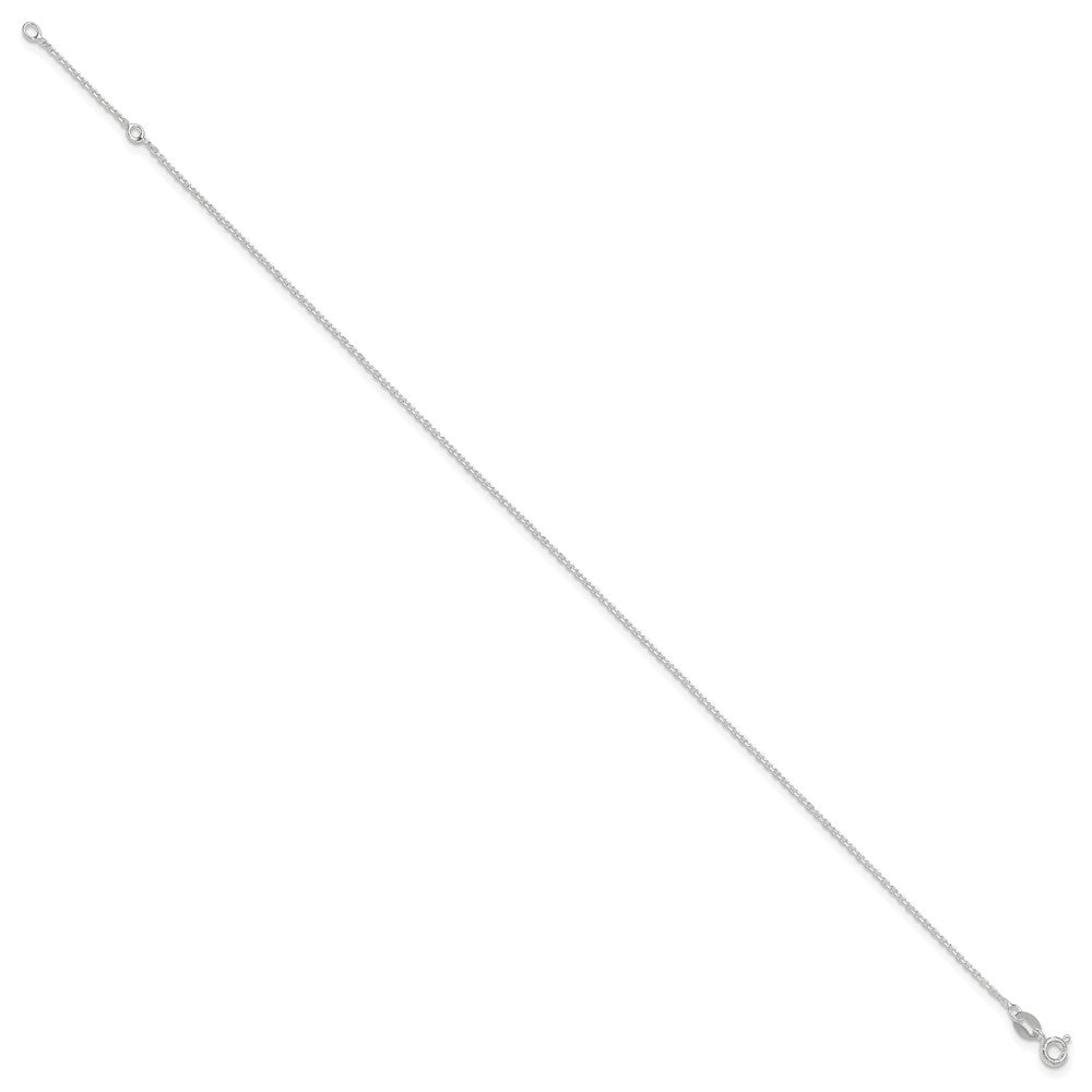 Sterlingsilber 1mm Diamantiert 9 Zoll Plus 1 Zoll Verlängerung. Fußkettchen