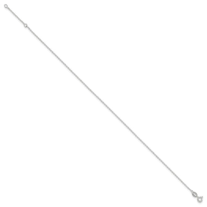 Sterlingsilber 1mm Diamantiert 9 Zoll Plus 1 Zoll Verlängerung. Fußkettchen
